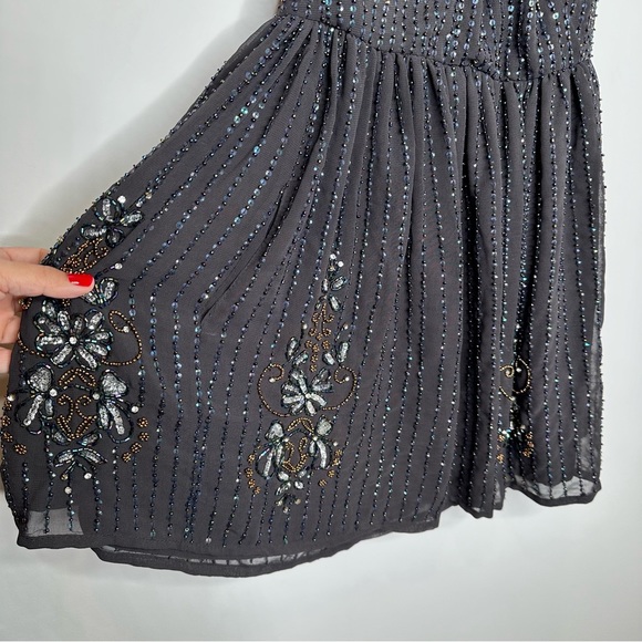 NWT Altar’d State Raven Beaded Sequin Backless Halter Mini Dress in Black - Picture 5 of 10